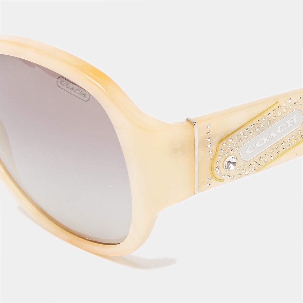 COACH White Marble Oval Gradient Sunglasses HC8037B L029 Angeline One Size - Picture 2 of 3